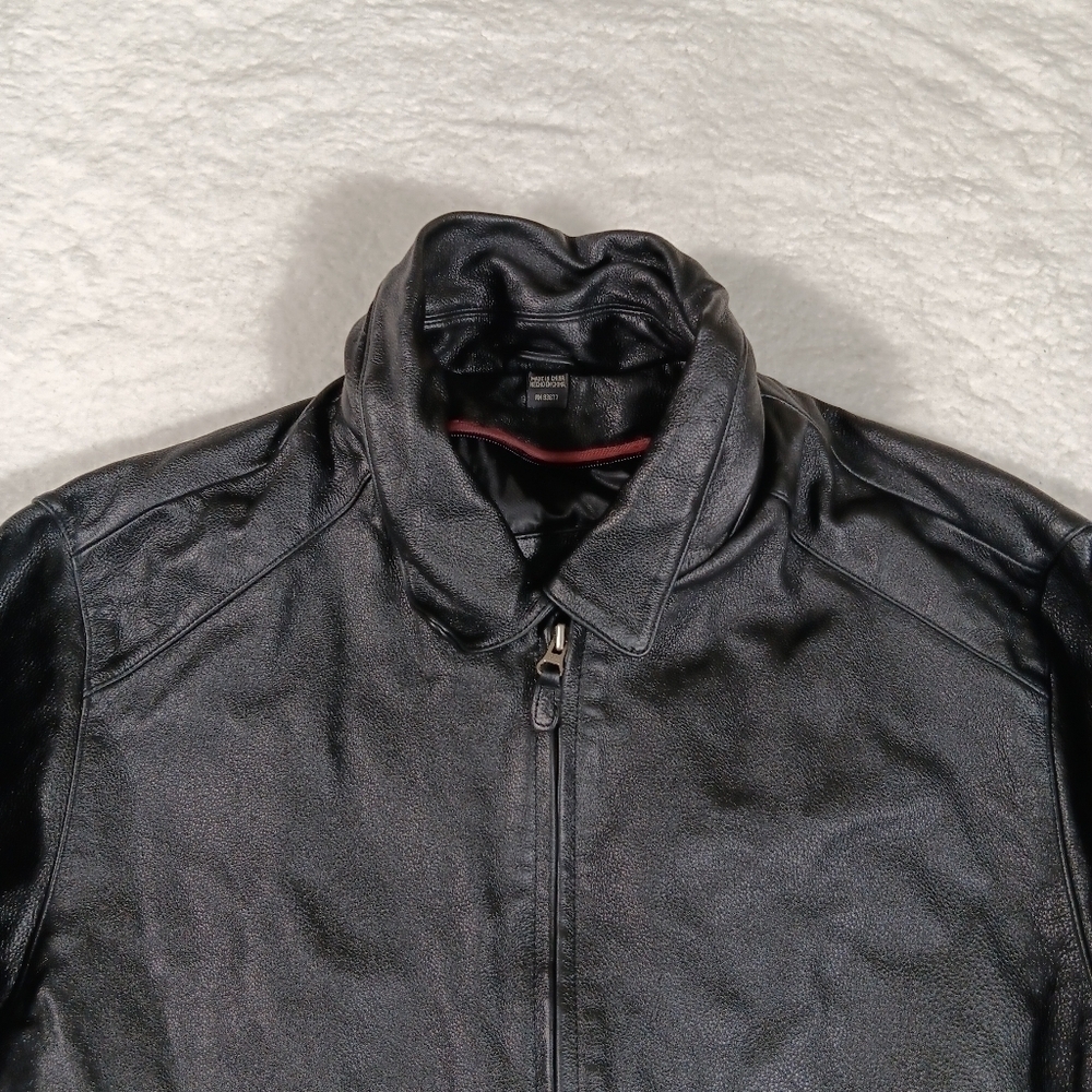 Vintage St Johns Bay Leather Coat Mens XXL Black Motorcycle Jacket Lined - Picture 3 of 10